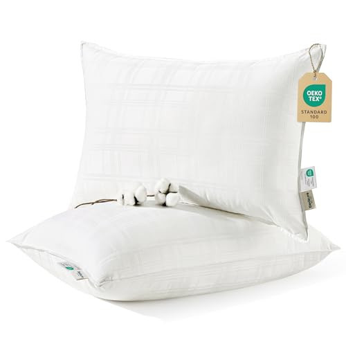Bedsure Fluffy Bed Pillows for Sleeping - Luxury King Size Pillows 2 Pack with 100% Cotton Breathable Cover, Soft & Supportive Hotel Quality Filling for Side, Stomach, Back Sleeper | Amazon (US)