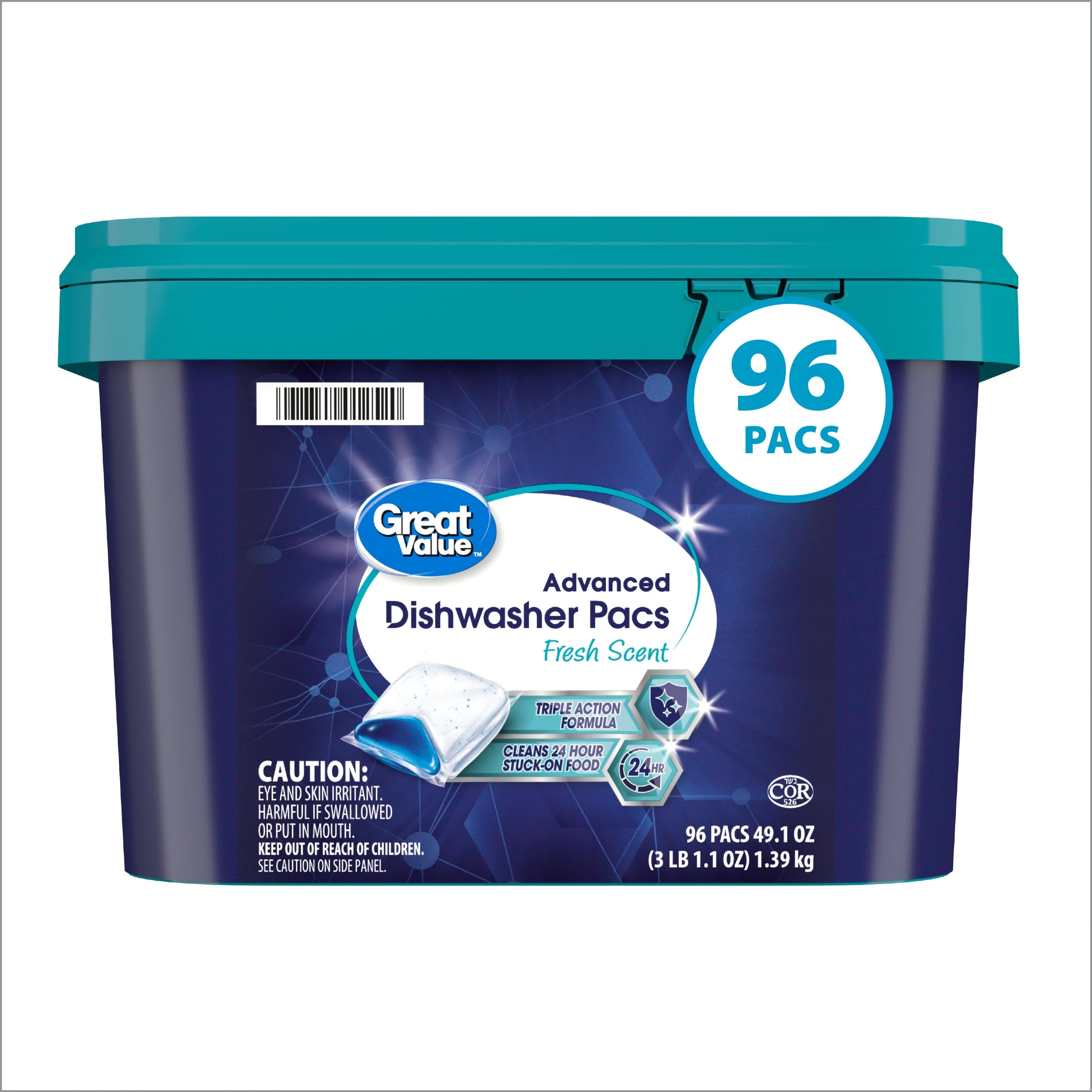Great Value Pacs Dishwasher Detergents, Fresh Scent, 49.1 Ounce, 96 Count - Walmart.com | Walmart (US)