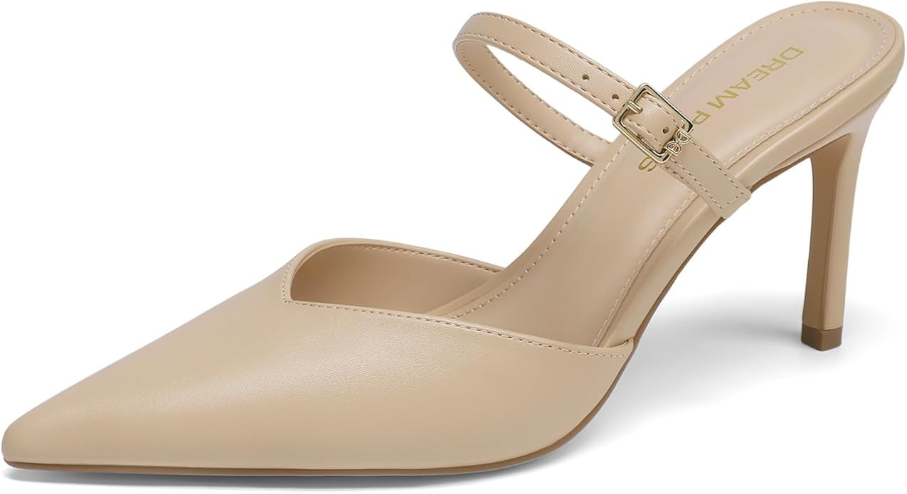 DREAM PAIRS Womens Closed Toe High Heels Mules Ankle Strap Stiletto Pointed Pumps Shoes Wedding W... | Amazon (US)