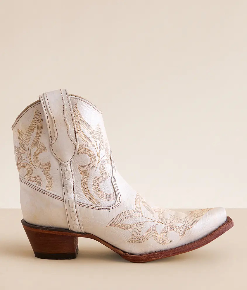 Embroidered Western Leather Ankle Boot | Buckle