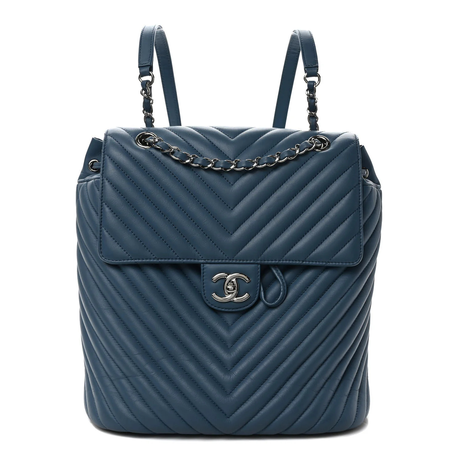 Calfskin Chevron Quilted Large Urban Spirit Backpack Light Blue | FASHIONPHILE (US)