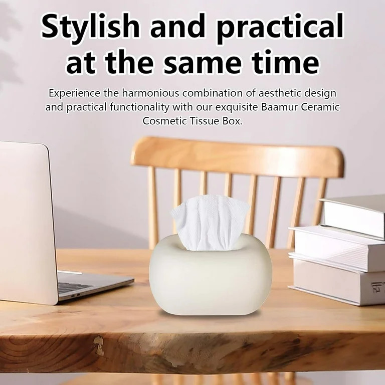 Ceramic Tissue Box White Ivory Elegant Tissue Dispenser for Bathroom, Living Room and Hallway, De... | Walmart (US)