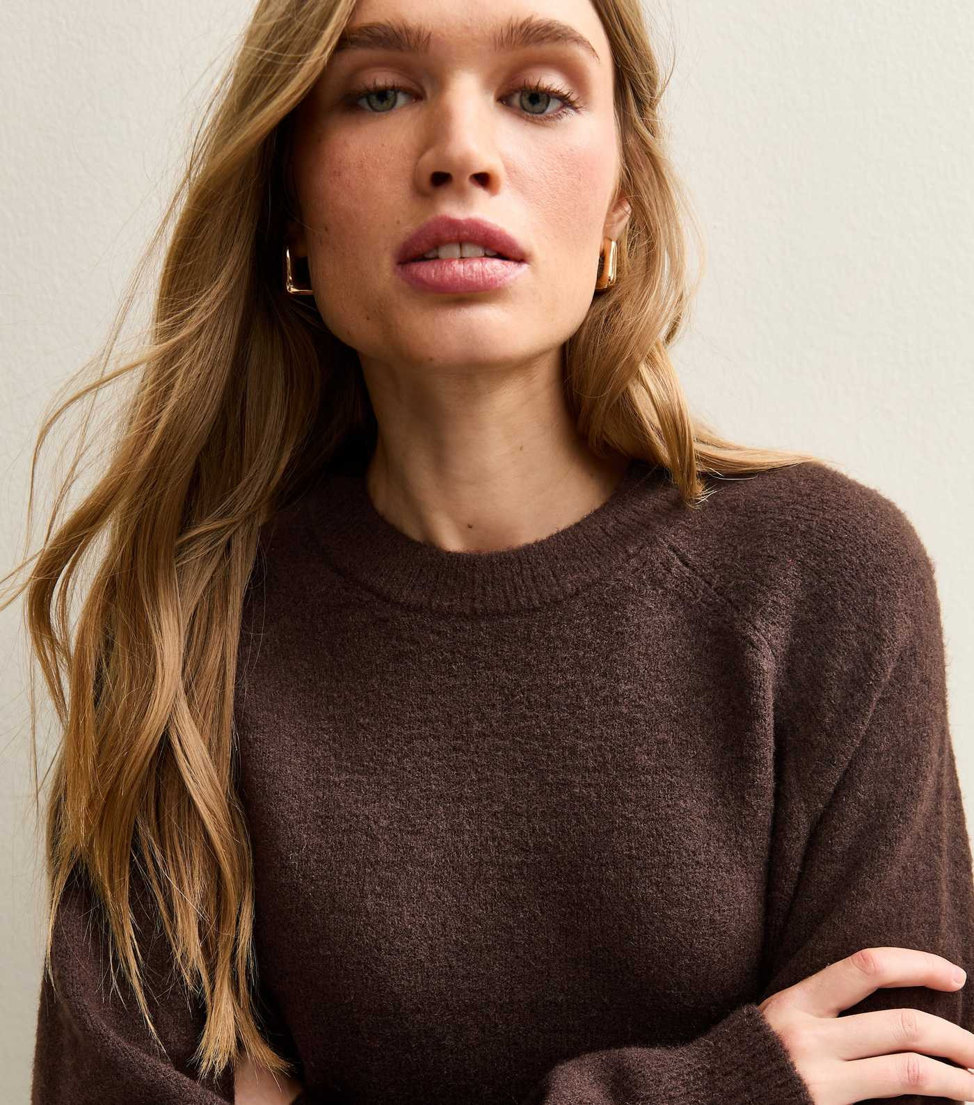 Dark Brown Crew Neck Midweight Knit Jumper | New Look | New Look (UK)
