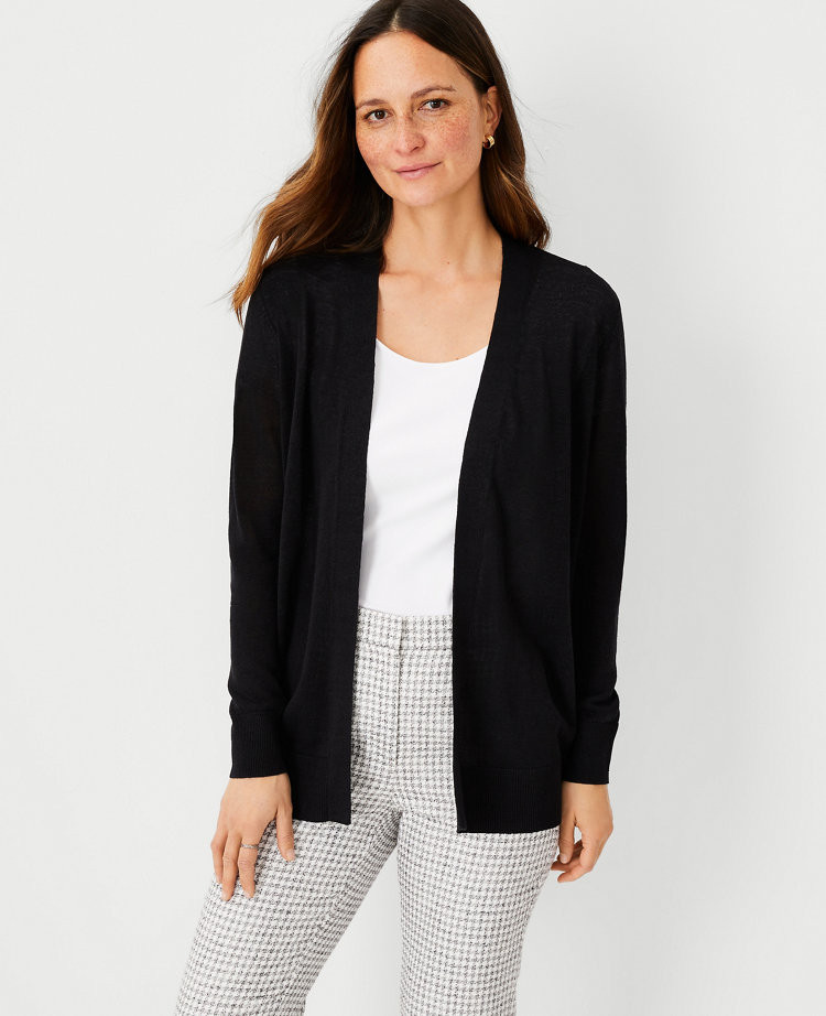 Linen Blend Open Cardigan | Ann Taylor (US)