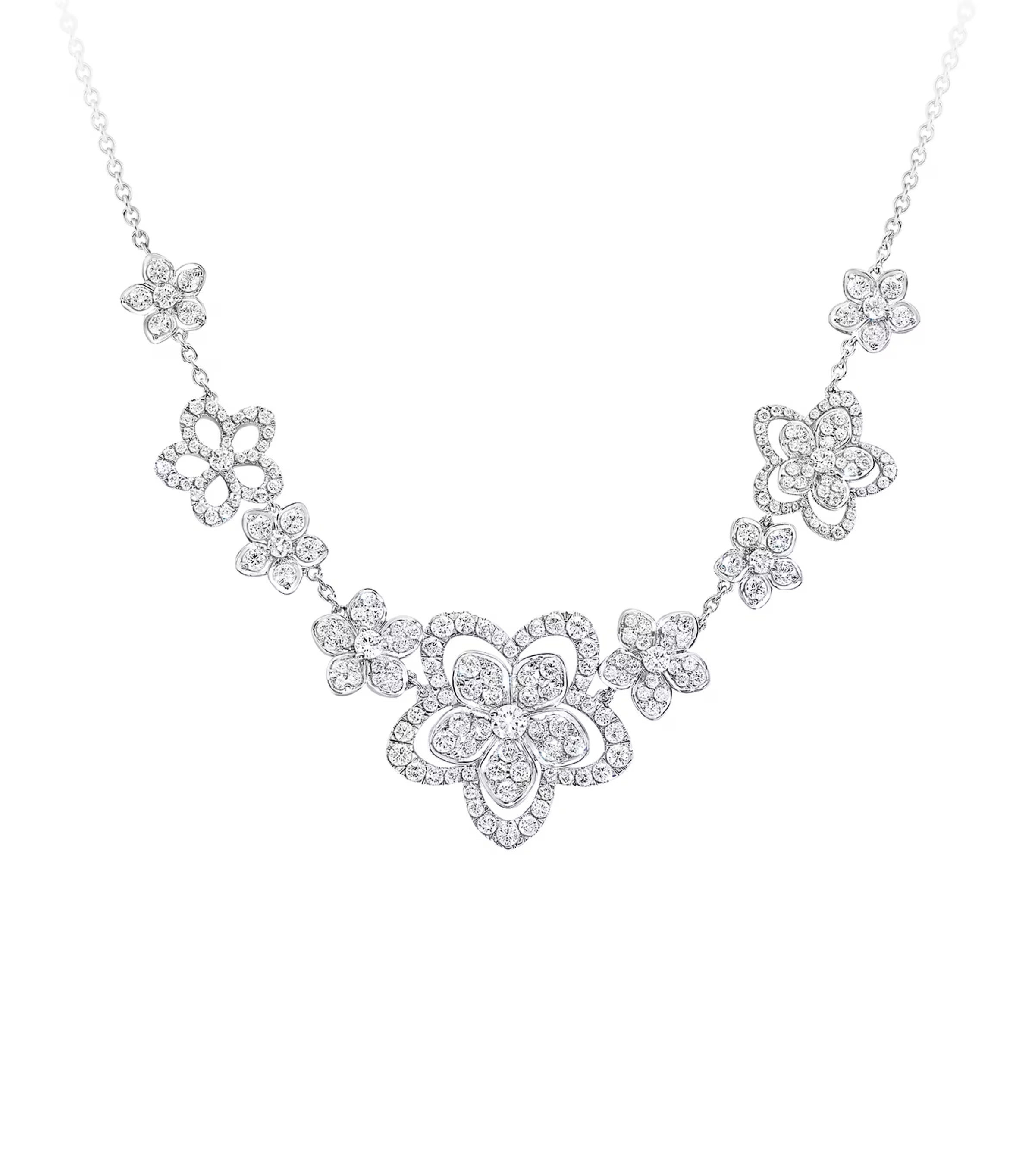 White White Gold and Diamond Wild Flower Multi-Diamond Necklace | Harrods