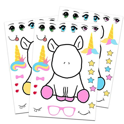 24 Make A Unicorn Stickers for Kids - Rainbow Unicorn Theme Birthday Party Favors - Let Your Girls o | Amazon (US)
