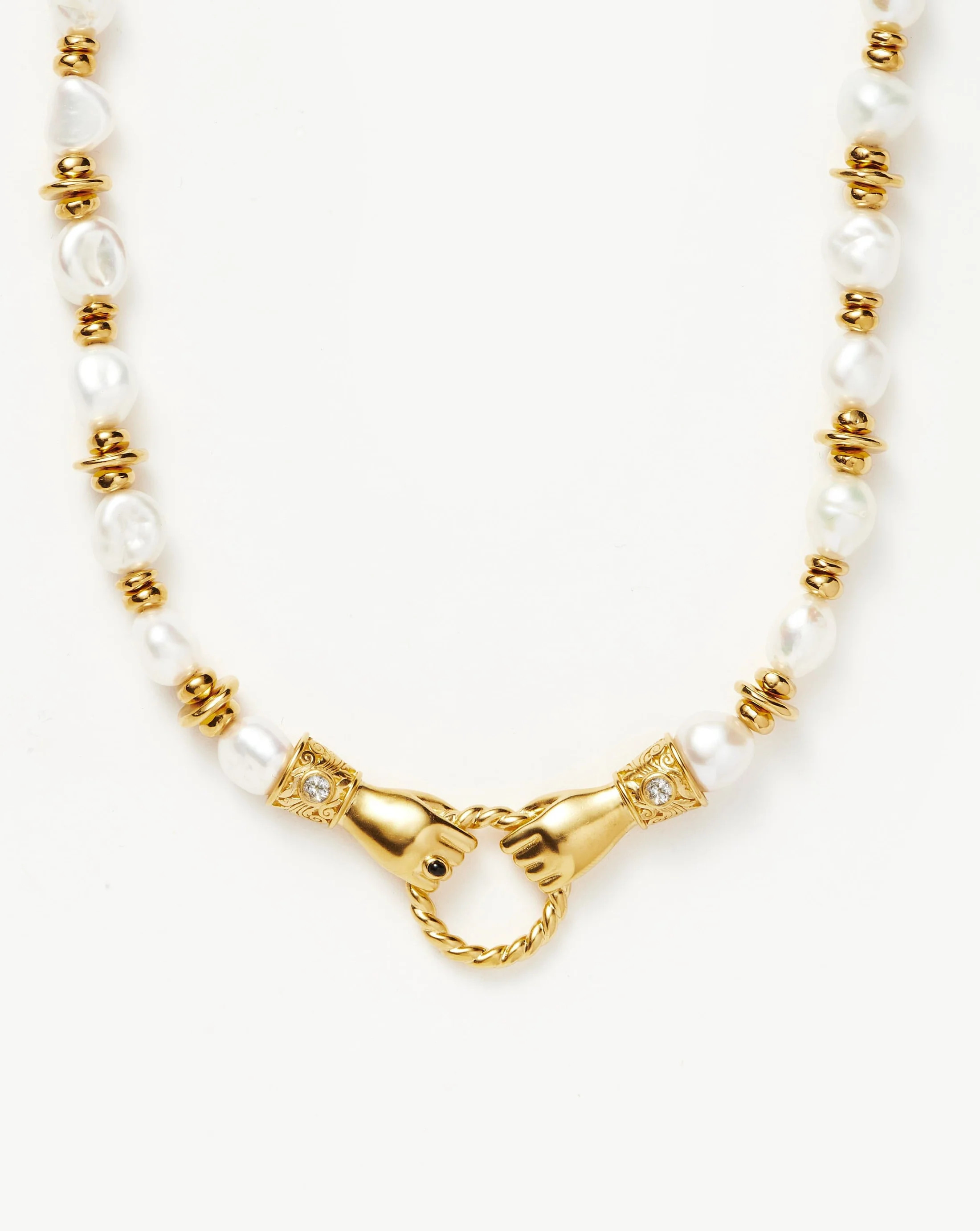 Harris Reed In Good Hands Chunky Beaded Gemstone Necklace | 18ct Gold Plated/Pearl Necklaces | Missoma UK
