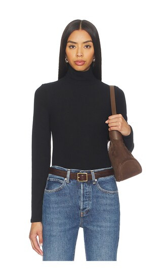 Dana Sweater Jersey Turtleneck in True Black | Revolve Clothing (Global)