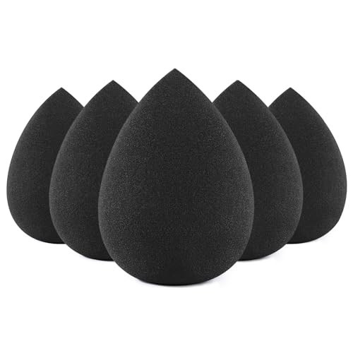 BEAKEY Makeup Sponge Set, 5 Pcs Foundation Blending Sponge, Beauty Sponges Flawless for Liquid, Cream, and Powder, Latex-Free and Vegan Boun Boun Makeup Sponges, Black | Amazon (US)