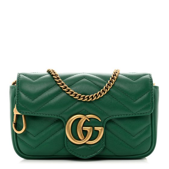 Calfskin Matelasse Super Mini GG Marmont Shoulder Bag Emerald Green | FASHIONPHILE (US)