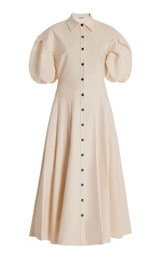 Amilya Puff Sleeve Stretch Cotton Midi Shirt Dress | Moda Operandi (Global)