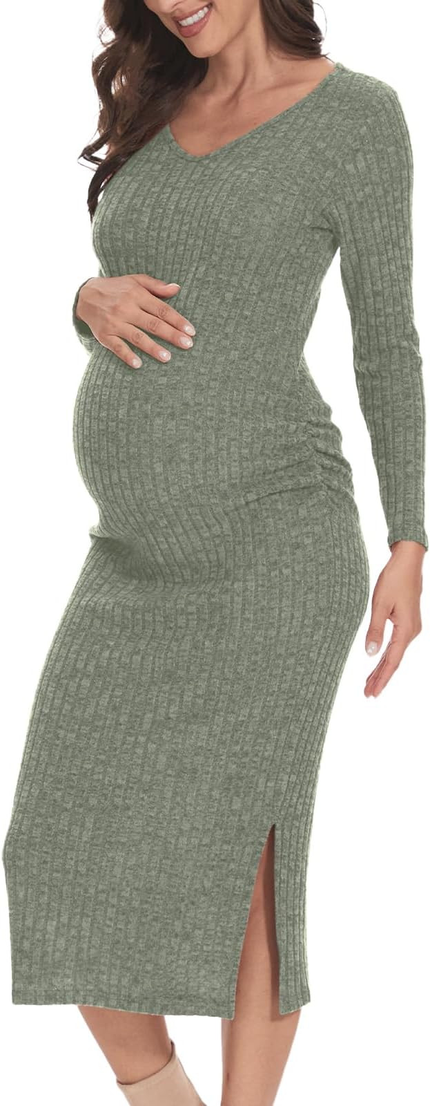 Long Sleeve Maternity Sweater Dress for Fall Winter Baby Shower & Photoshoot - Women's Pregnancy ... | Amazon (US)