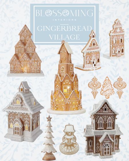Gingerbread House village and some gingerbread ornaments 