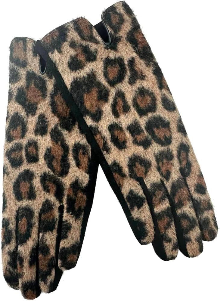 Women's Leopard Print Winter Gloves, Animal Pattern Warm Wool Touch Screen, Fashion Cold Weather ... | Amazon (US)