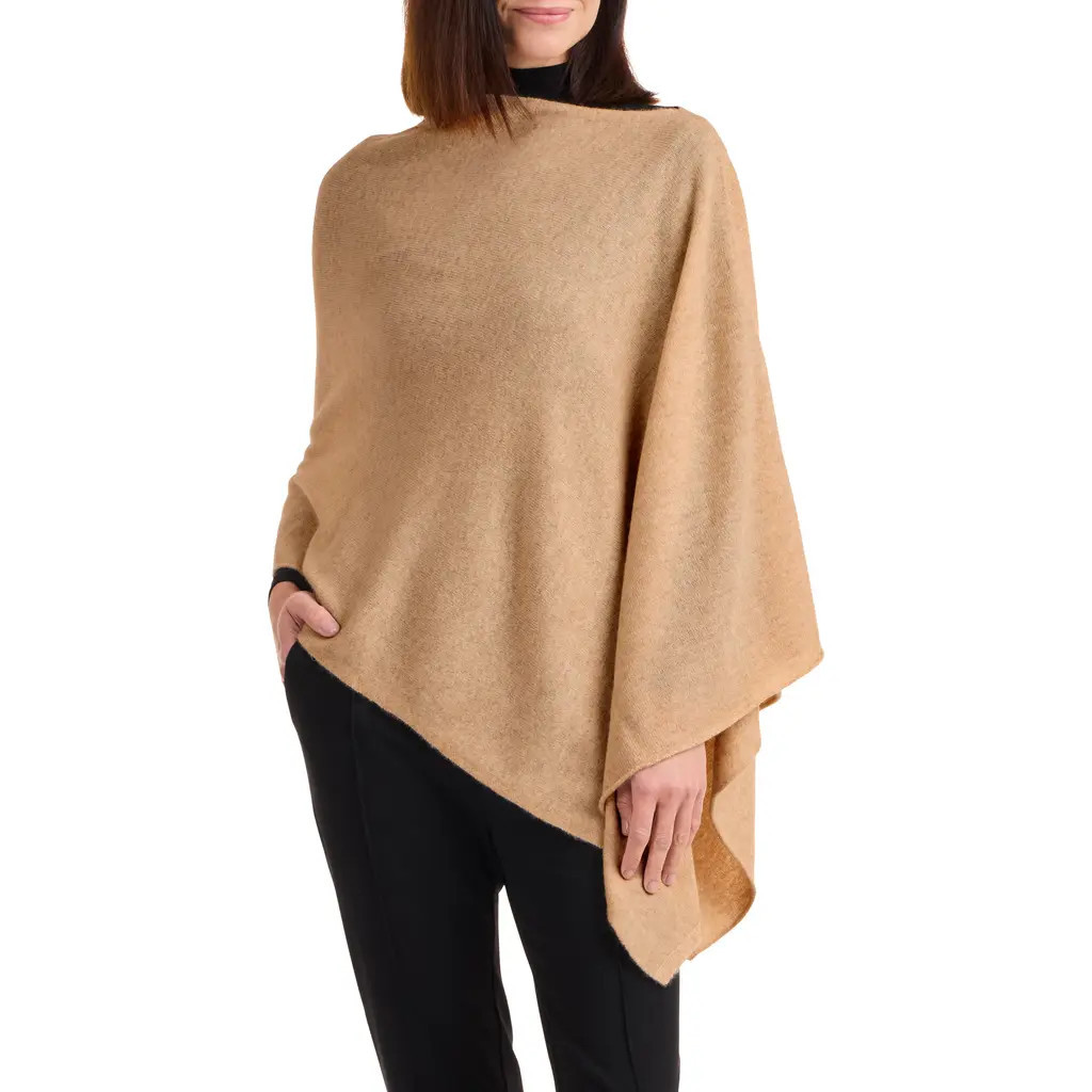 Amicale Asymmetrical Hem Cashmere Poncho in Camel at Nordstrom Rack | Nordstrom Rack