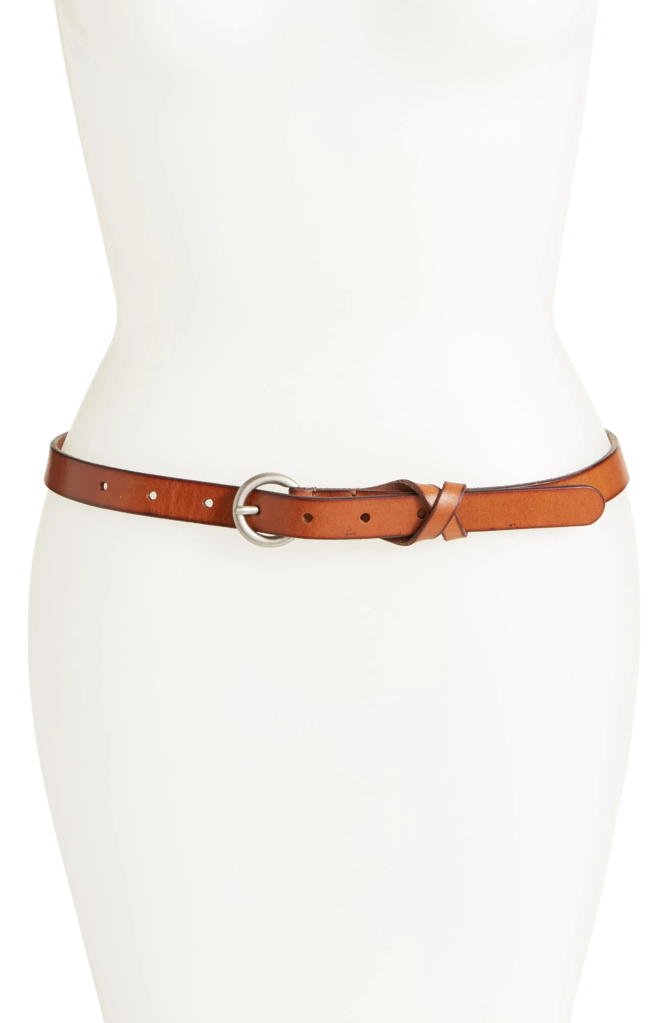 Plus Size Women's Frye Flat Panel Skinny Leather Belt, Size 1X - Tan | Nordstrom