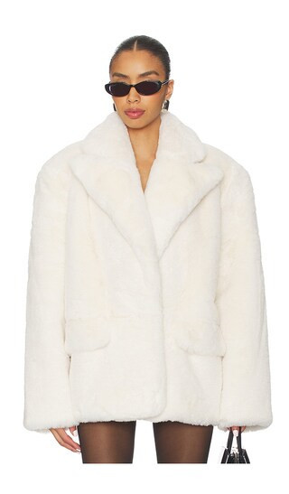 Lovers and Friends Lorelai Faux Fur Coat in Ivory. - size M | Revolve Clothing (Global)