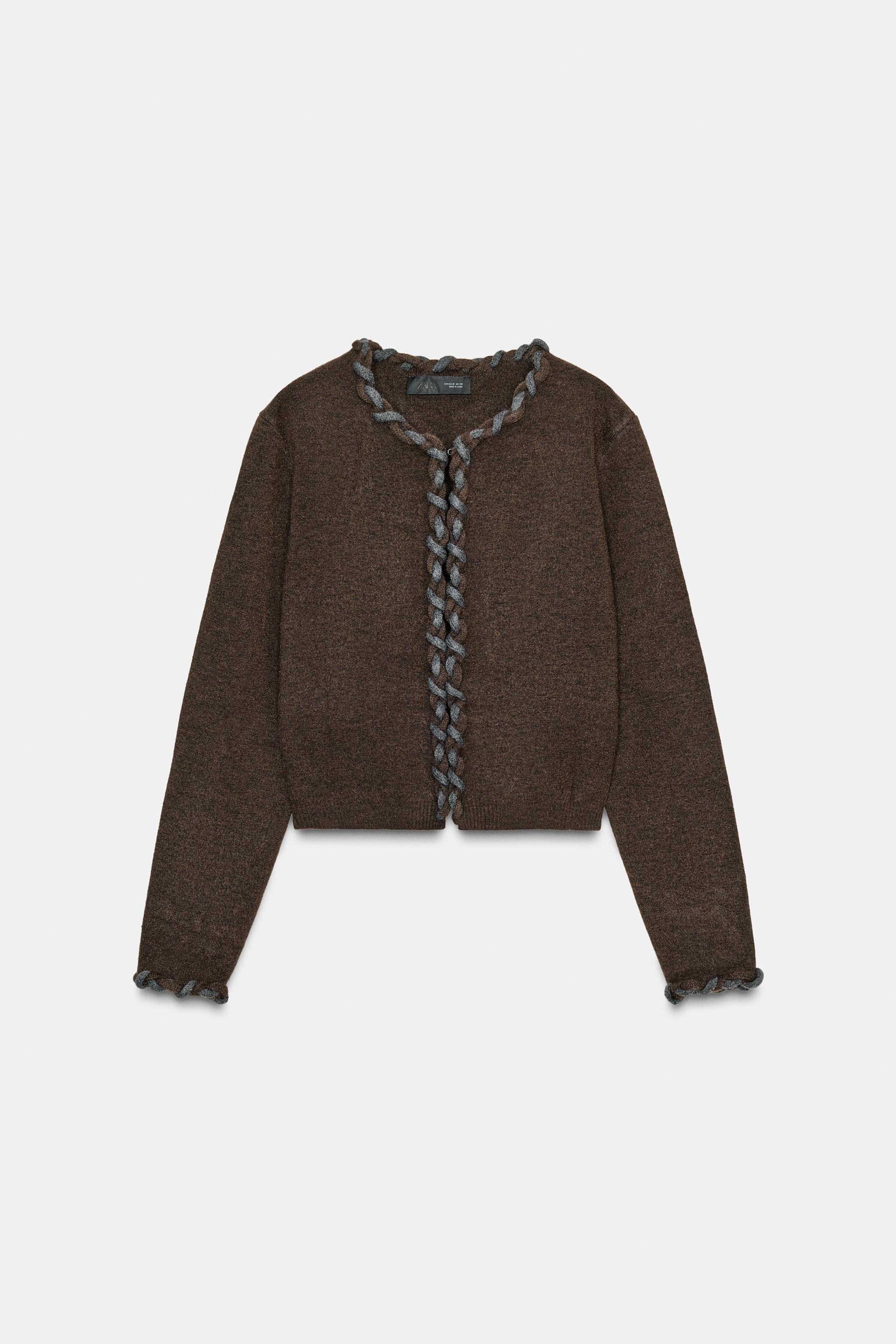 INTERWOVEN TRIM CARDIGAN | Zara US