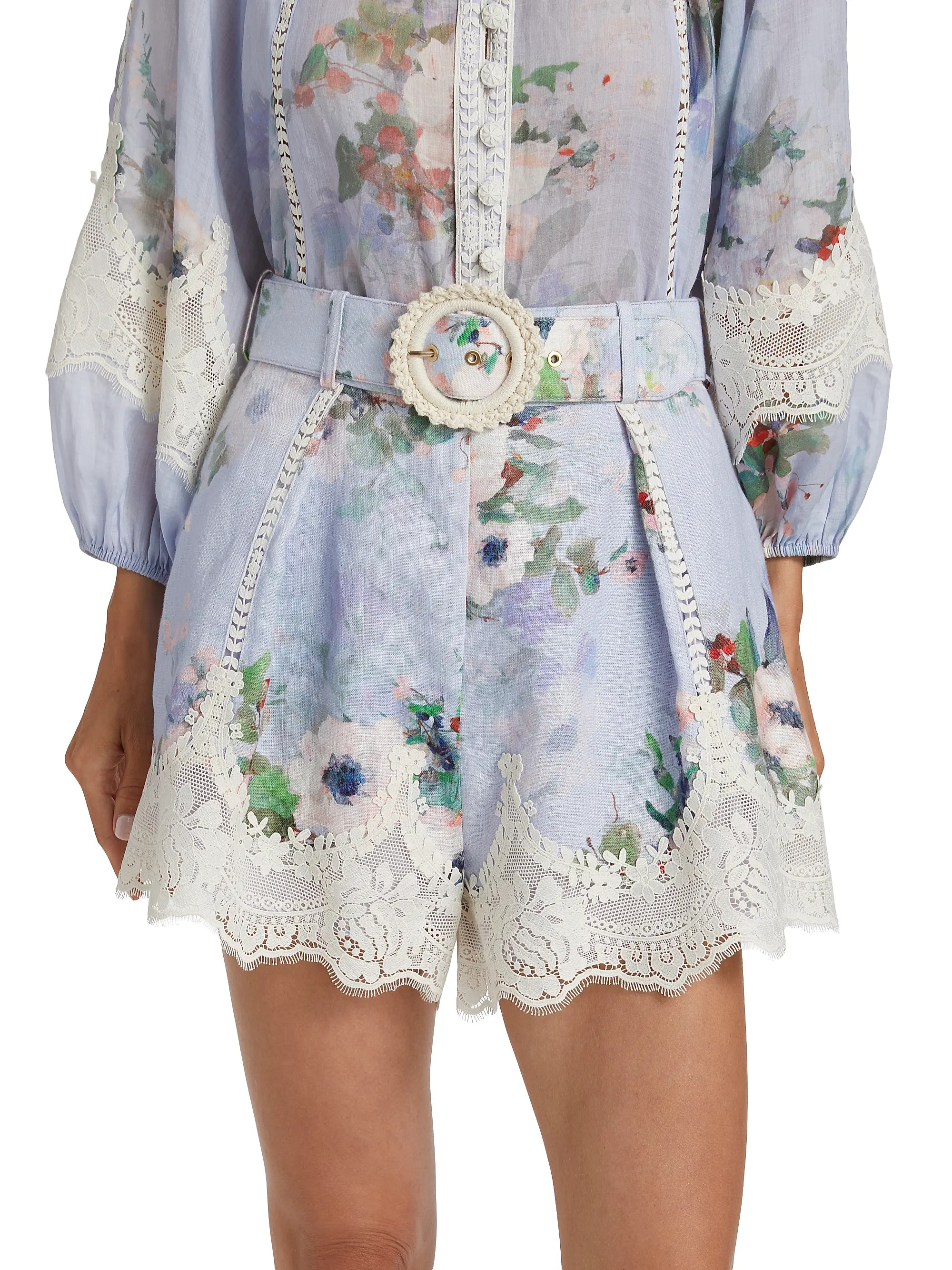 Everley Lace-Trim Tuck Shorts | Saks Fifth Avenue