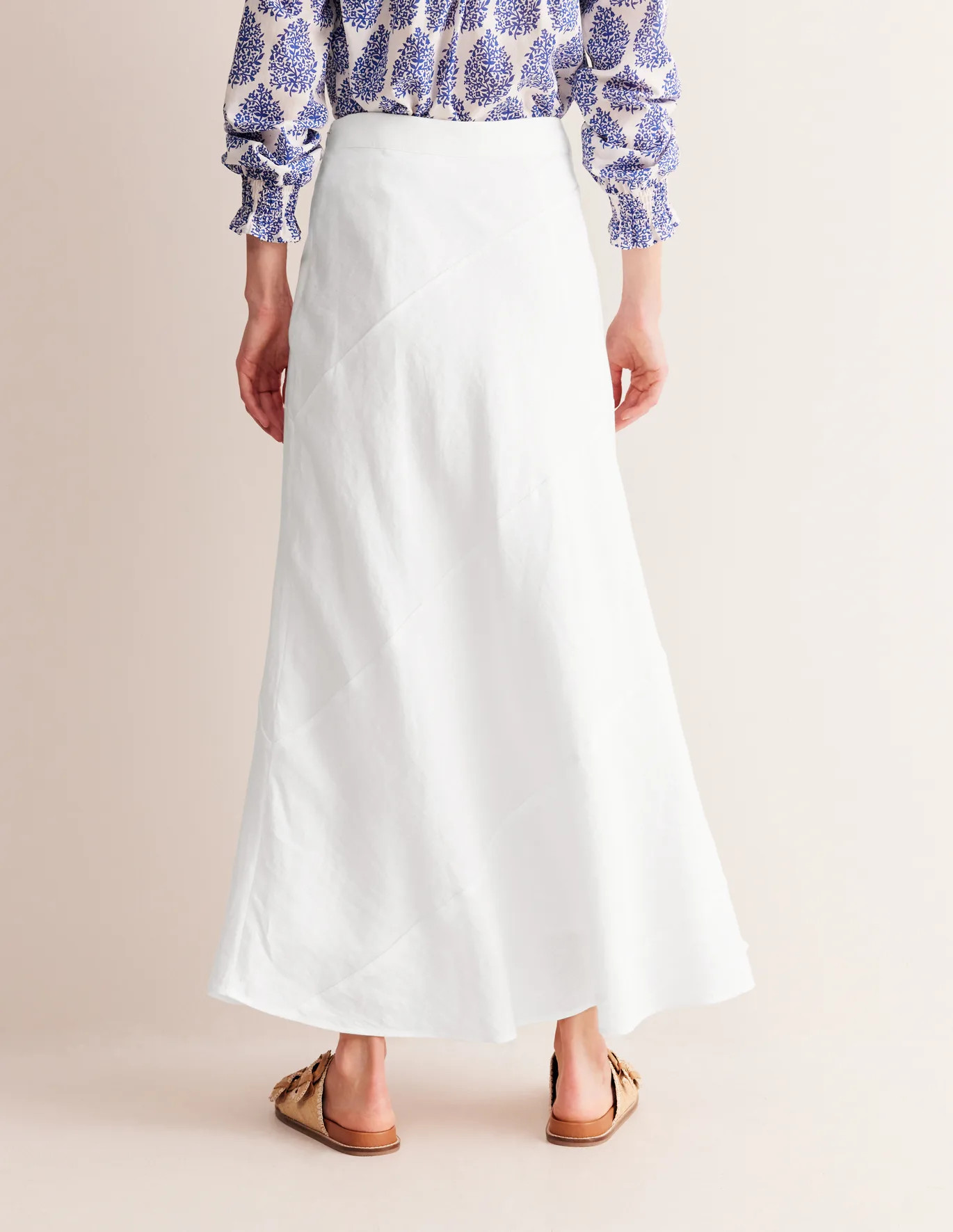Patchwork Linen Bias Skirt | Boden UK