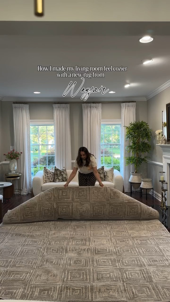 #Ad One simple swap can completely change the feel of a room! 

This cozy room refresh started with a beautiful rug from @Wayfair  It’s amazing how the right rug can instantly make a space feel warmer, brighter and more inviting without changing anything else. If you’re looking for an easy way to create a cozy home, start from the ground up! My sofa, coffee table, end table, extra long bench with a table, faux tree, planters , lamp and sconces are all from Wayfair! #WayfairPartner #Wayfair

#Ltkit #liketkit @shop.ltk