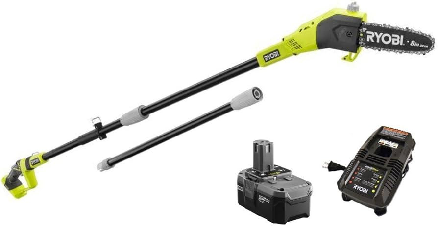 Ryobi ZRP4361 One+ 18-Volt 9.5 ft. Cordless Electric Pole Saw Kit - P105 (Upgraded from P102 ) Ba... | Amazon (US)