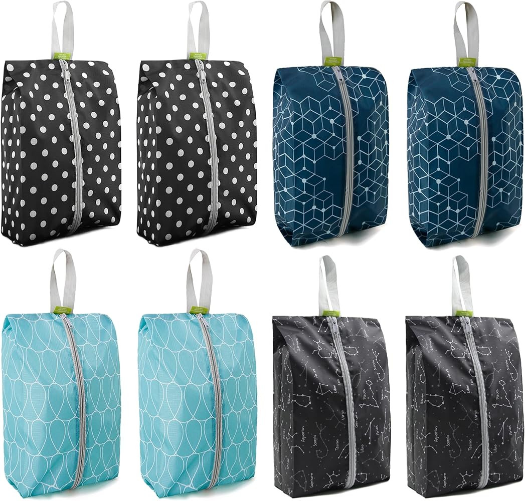 BeeGreen 8-Pack Travel Shoe Bags, Flower & Geometric Design Shoe Organizers with Zipper & Handle,... | Amazon (US)