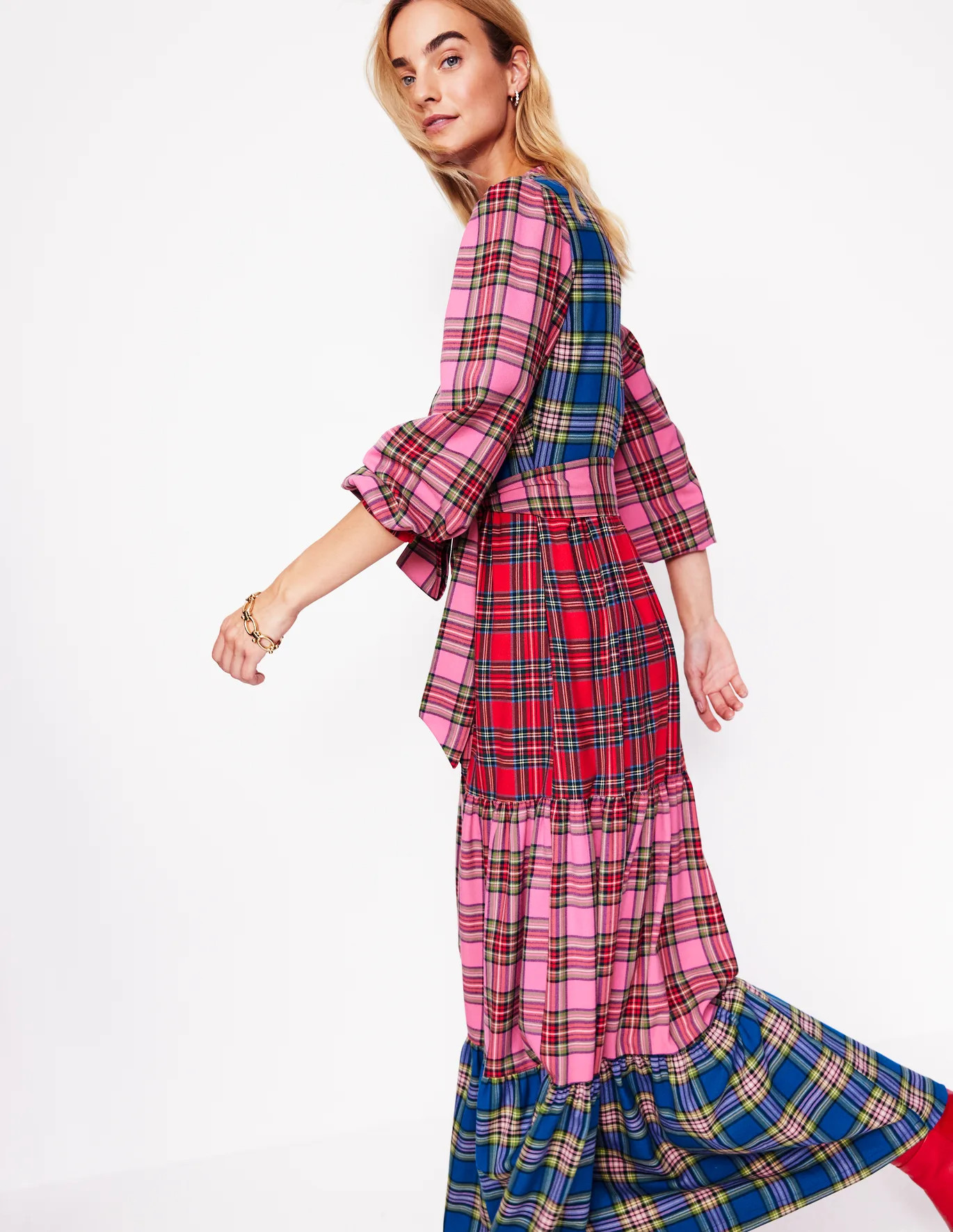 Alba Check Maxi Dress - Pink and Red Check | Boden UK | Boden UK