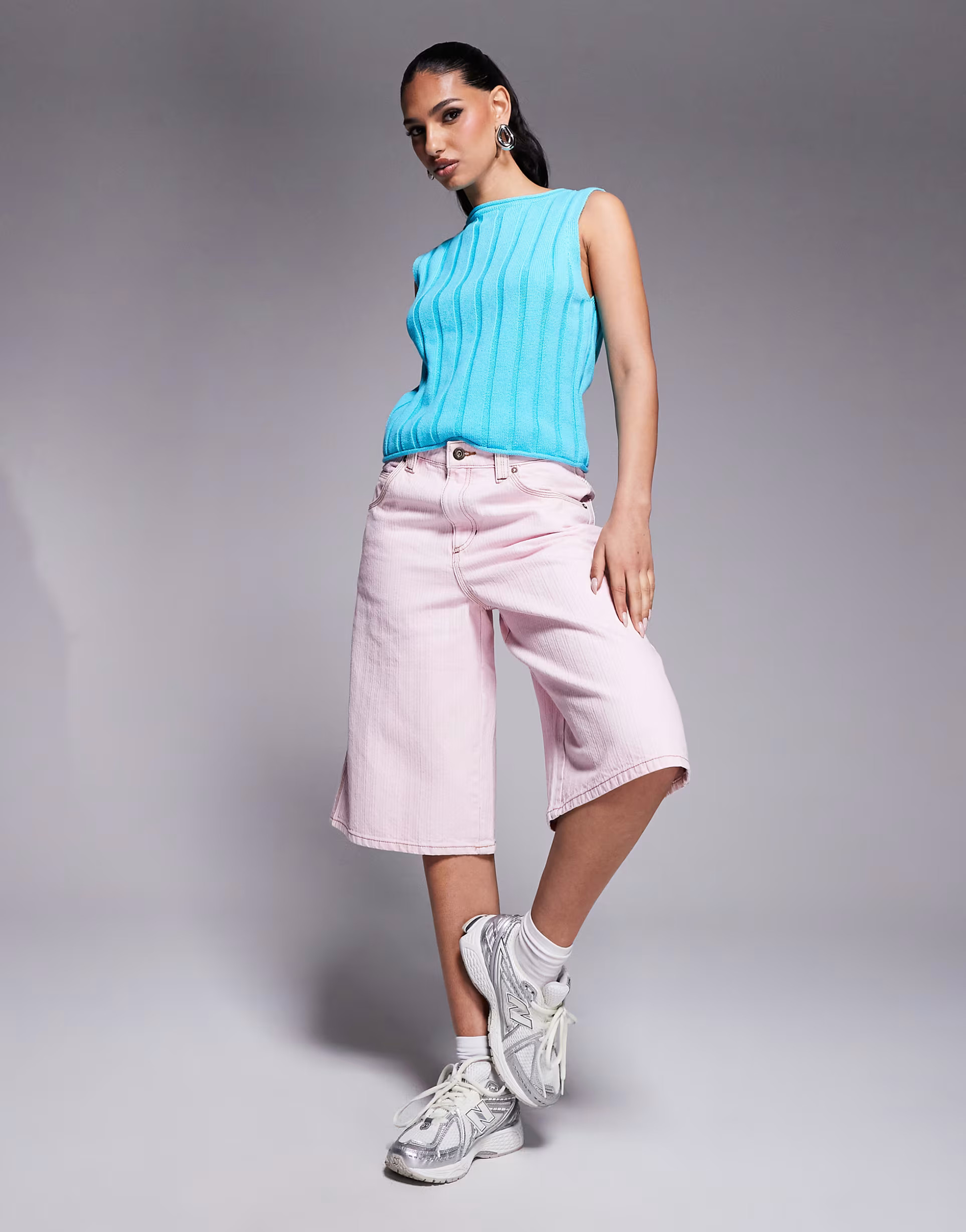 ASOS DESIGN knitted wide rib vest top in aqua | ASOS | ASOS (Global)