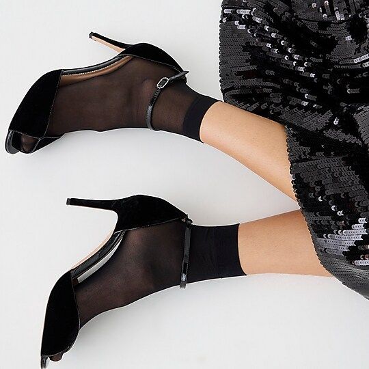 Rylie peep-toe heels in velvet | J.Crew US