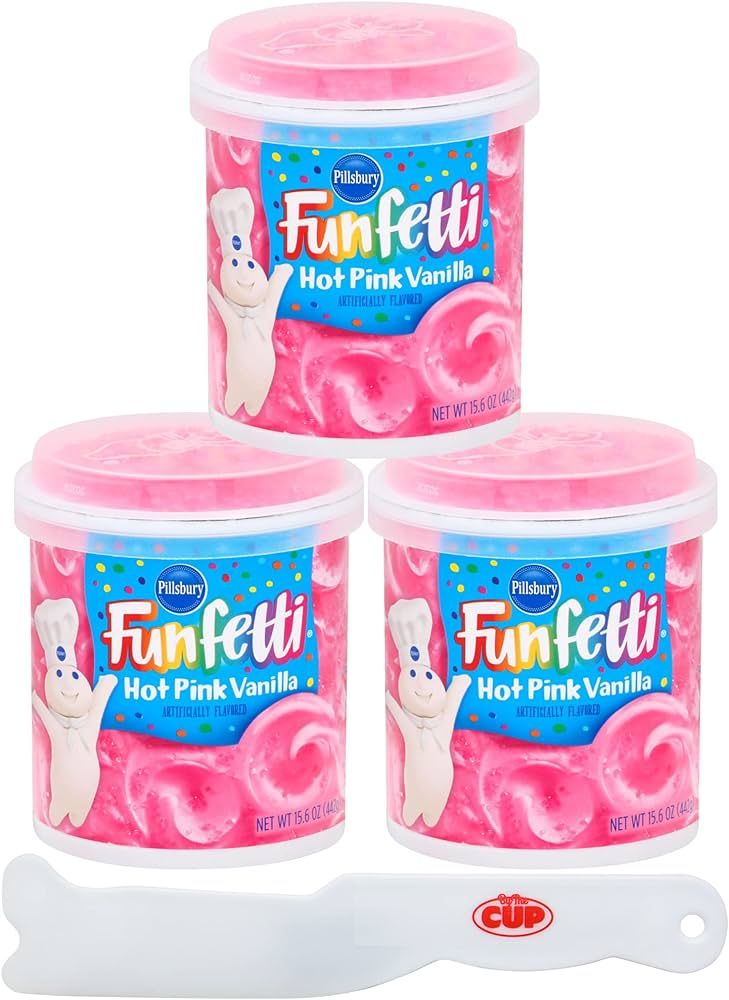 Pillsbury Funfetti Hot Pink Vanilla Flavored Frosting (Pack of 3) with By The Cup Frosting Spread... | Amazon (US)