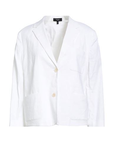 Theory Woman Blazer White Size 12 Linen, Viscose, Elastane | YOOX (US)