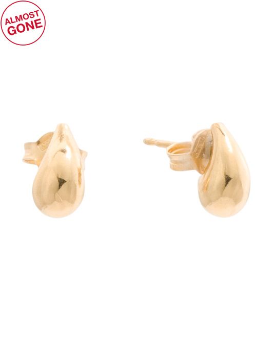 Made In Italy 18kt Gold Plated Mini Bean Earrings | TJ Maxx