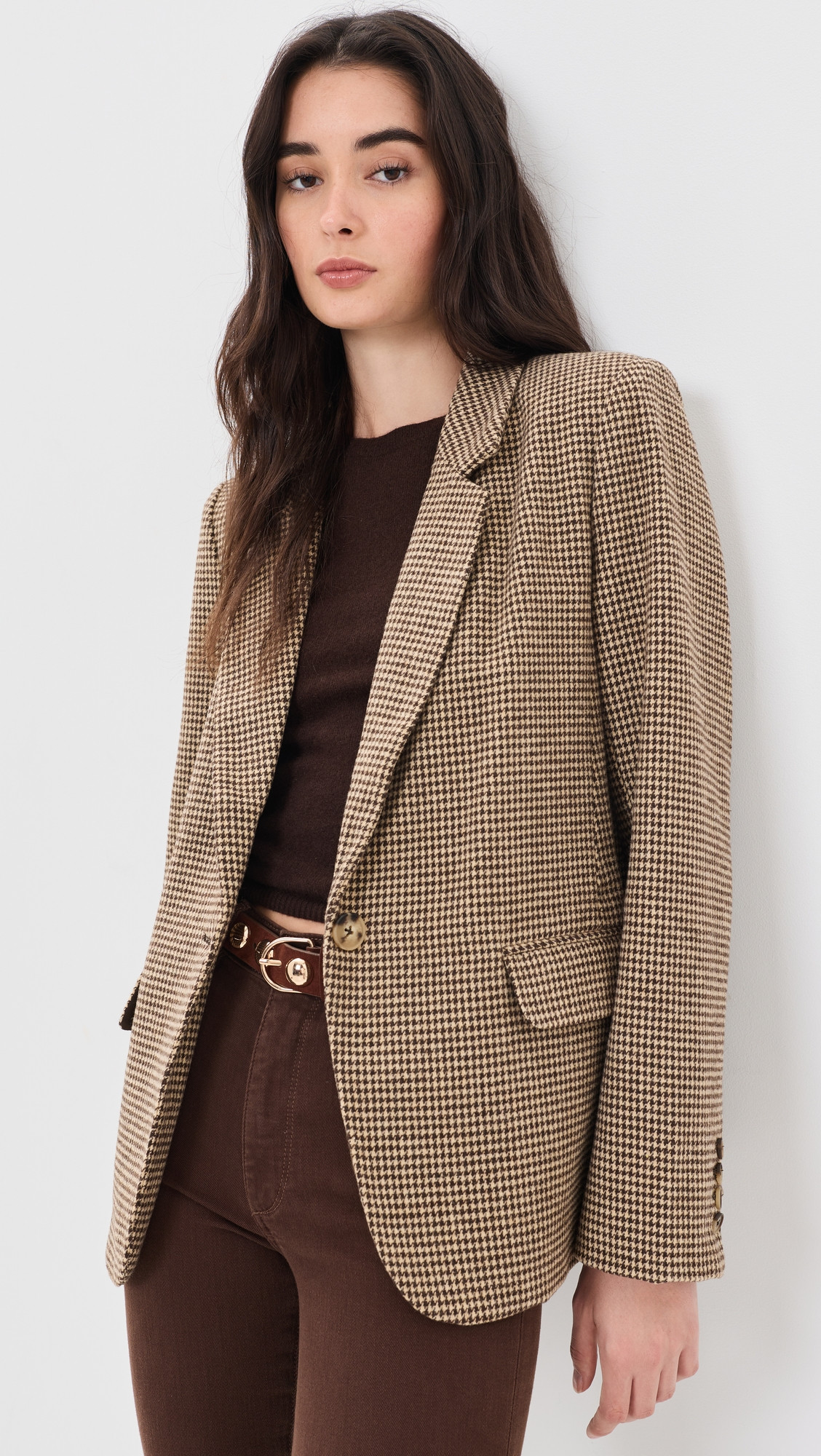 Z Supply Evan Check Blazer Dark Chocolate M | Shopbop