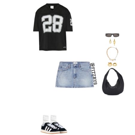 mini denim skirt outfit 
 football Jersey+mini skirt

shirts, oversized fit  jersey  tshirt, football Jersey, black and white shirt, mini skirt, blue mini skirt, denim mini skirt, Adidas campus 00s, black Adidas campus sneakers, black designer sunglasses, gold jewelry, summer outfit, spring outfit, 2023 summer outfit, summer clothes, mini skirt outfit, black top outfit, game outfit, sport outfit. #virtualstylist #outfitideas #outfitinspo #trendyoutfits #fashion #cuteoutfit #summeroutfit #springoutfit #everydayoutfit #miniskirt #denimminiskirt #miniskirt #miniskirtoutfit #greensneakers #y2koutfit #oversizedtop #trendysneakers #summerclothes 





#LTKstyletip