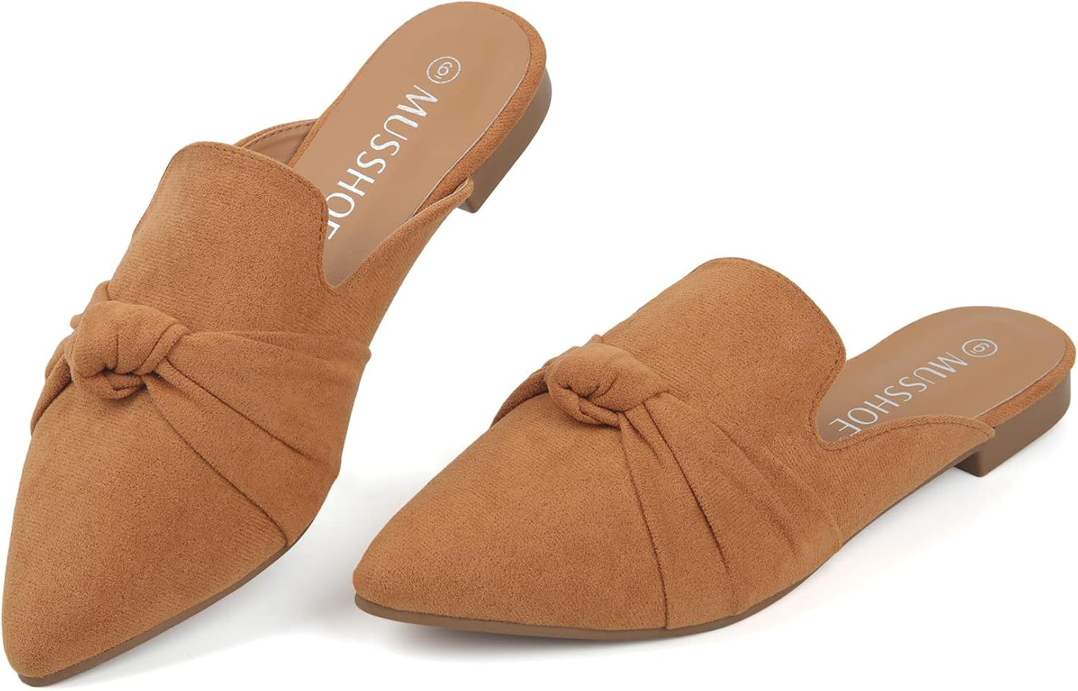 MUSSHOE Mules for Women Slip On Comfortable Pointed Toe Womens Loafers Women's Flats for Women's Mul | Amazon (US)