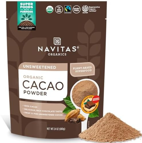 Navitas Organics Cacao Powder - Cocoa Powder Substitute 1:1, For Hot Chocolate, Baking & More - R... | Amazon (US)