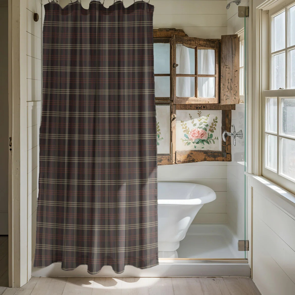 Pumpkin Spice Checks - 1 Piece Shower Curtain | Wayfair North America