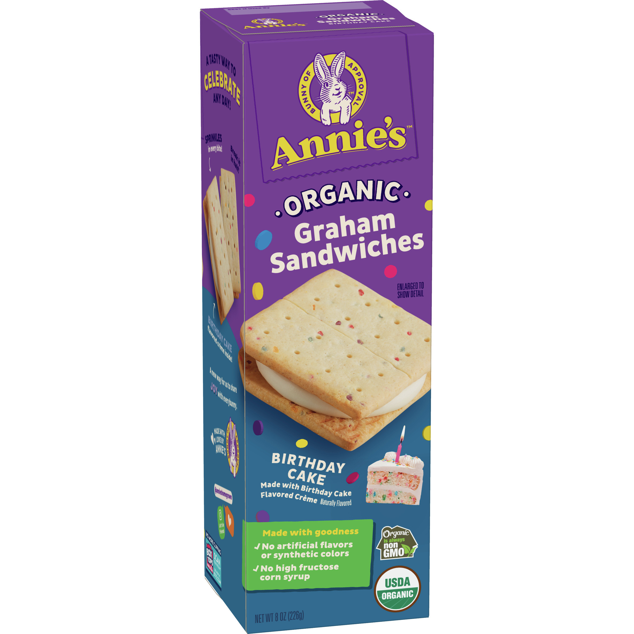 Annie's Organic Graham Sandwich Cookies, Birthday Cake Flavored Creme, 12 Cookies, 8 oz | Walmart (US)