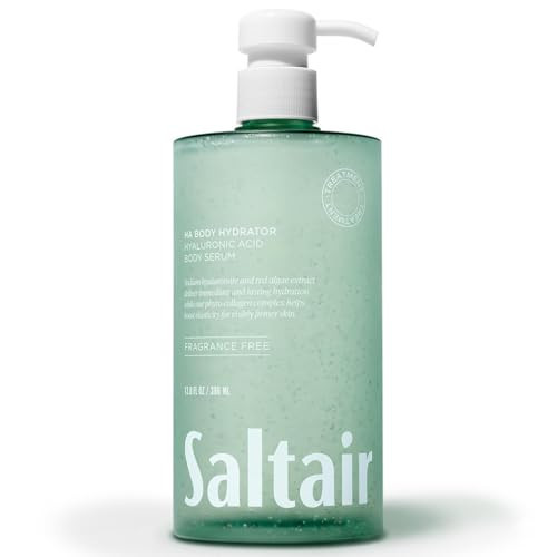 Saltair Hyaluronic Acid Body Serum – Hydrating Body Lotion for Smoother Looking Skin – Sheer Gel Moisturizer with Sodium Hyaluronate & Red Algae – Fragrance-Free HA Hydrator – 13oz Pump Bottle | Amazon (US)