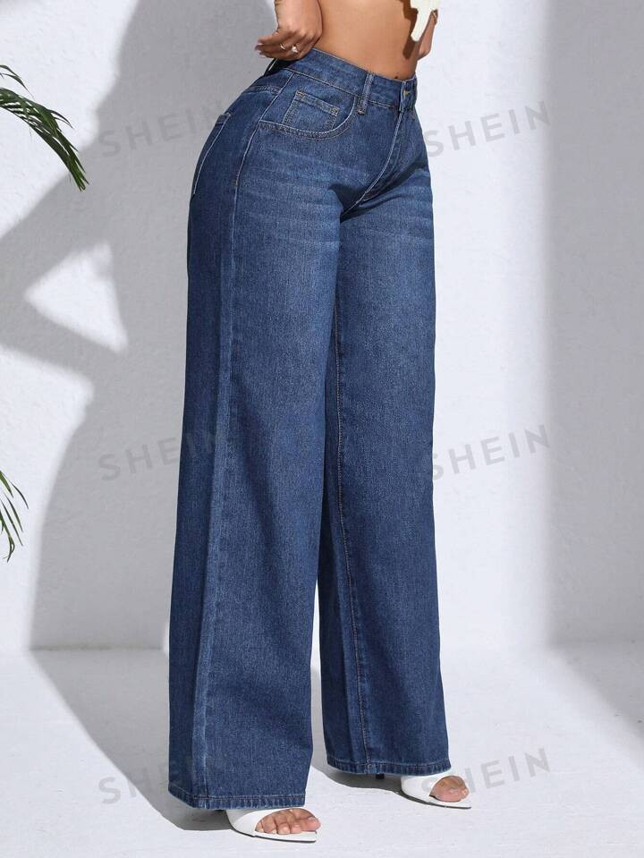 SHEIN SXY Slant Pocket Wide Leg Jeans | SHEIN