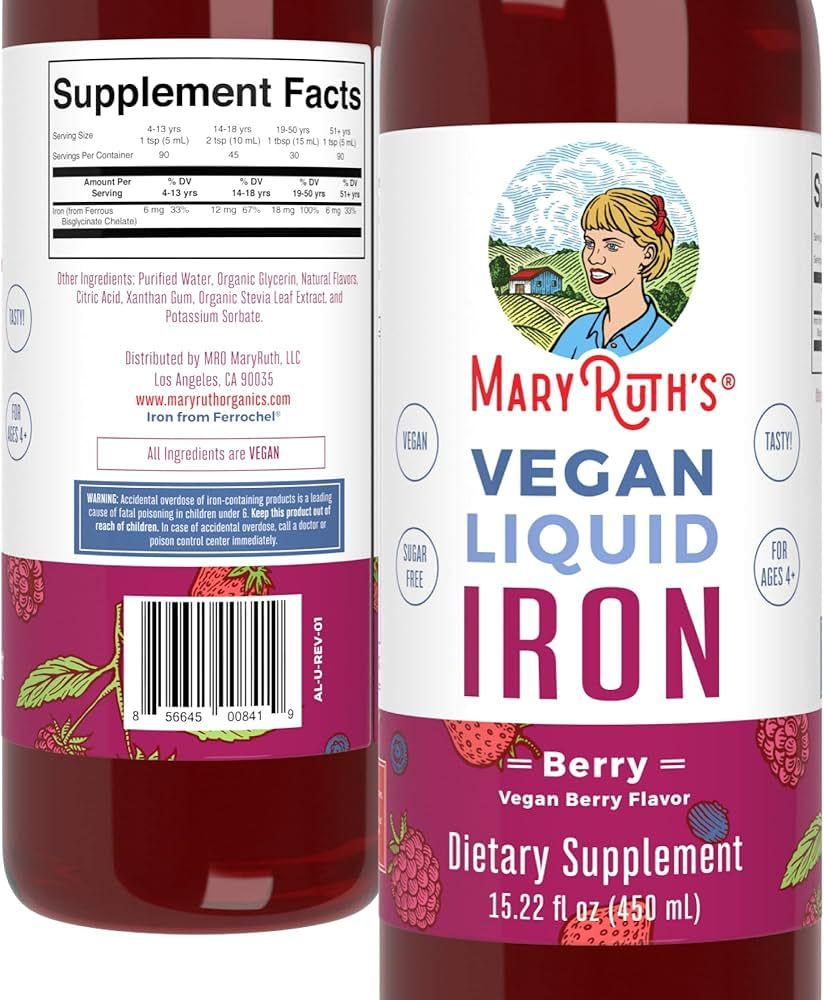 MaryRuth Organics, Liquid Iron Supplement for Women, Men & Kids, Iron Deficiency, Immune Support,... | Amazon (US)