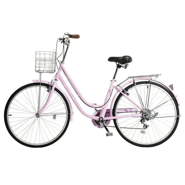 Ktaxon 26in Urban Commuter City Bike, Shimano 7 Speed Adult Road Bicycle, Pink | Walmart (US)