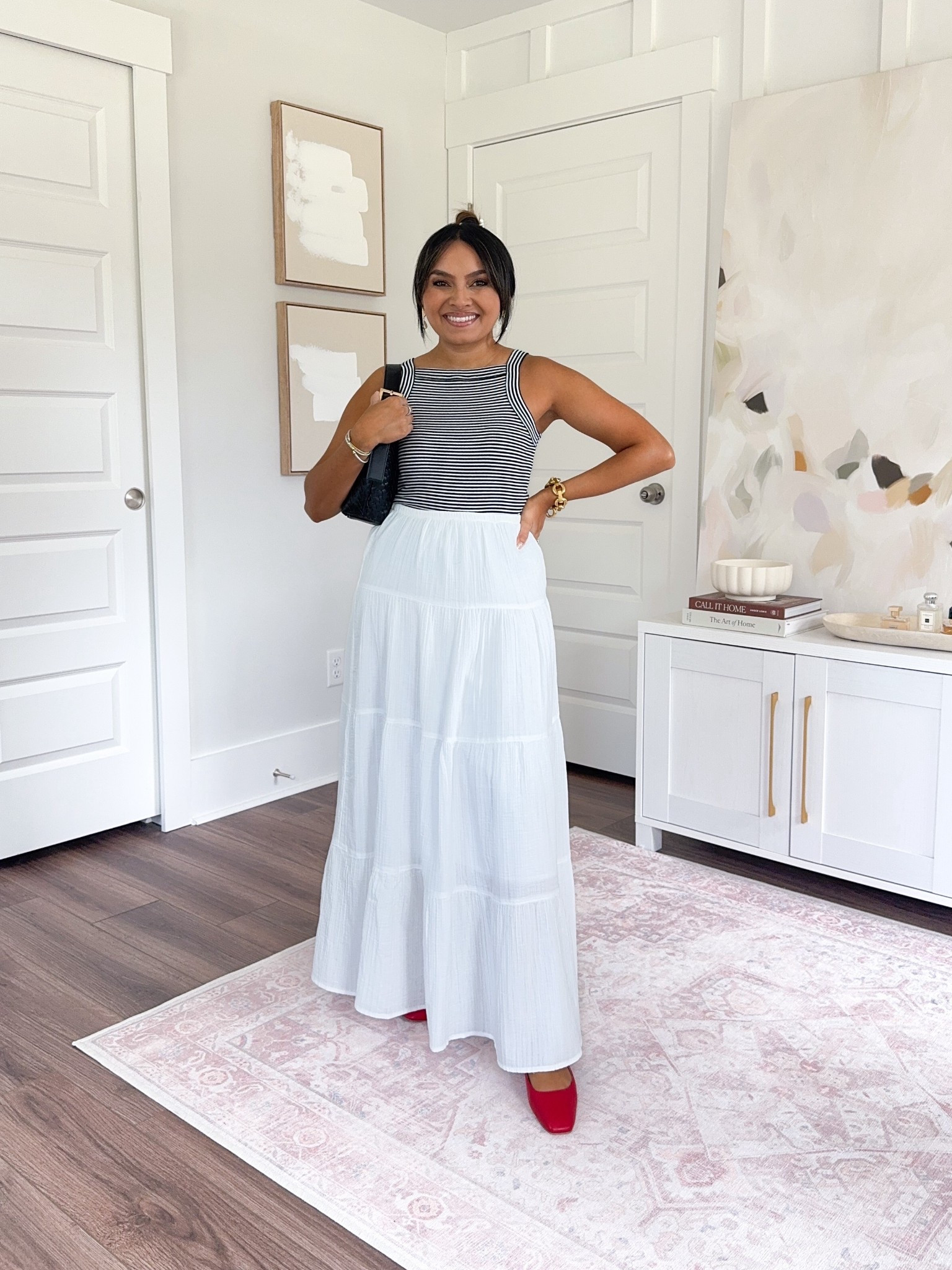 Black stripe tank size xxs regular TTS
White maxi skirt size - xs TTS 
Red flats - old, similar linked


#LTKPetite #LTKSaleAlert #LTKStyleTip