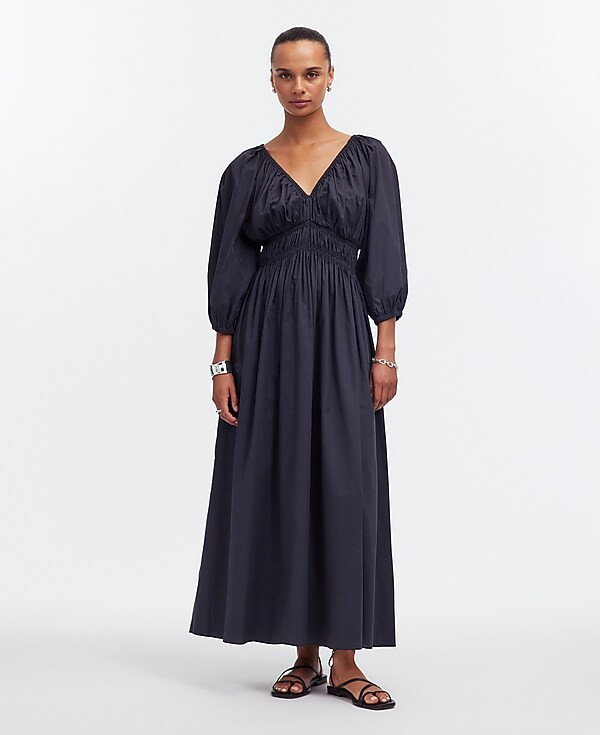 V-Neck Balloon-Sleeve Maxi Dress | Madewell