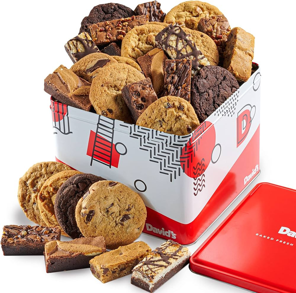 David's Cookies 5lb Assorted Cookies & Brownies Tin Gift Basket – Fresh-Baked Delicious Gourmet... | Amazon (US)