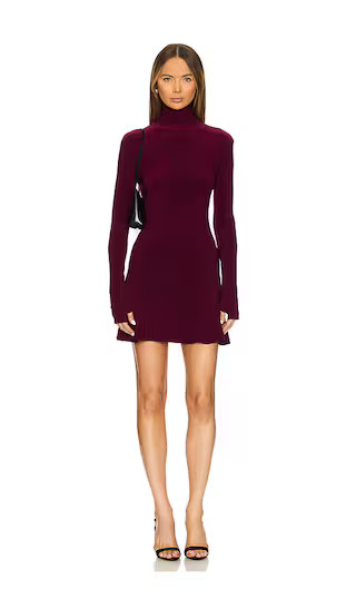 x REVOLVE Long Sleeve Turtleneck Fishtail Mini Dress in Plum | Revolve Clothing (Global)