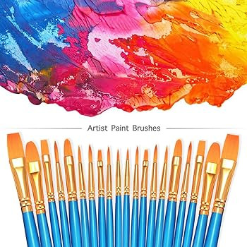 BOSOBO Paint Brushes Set, 2 Pack 20 Pcs Round-Pointed Tip Paintbrushes Nylon Hair Artist Acrylic ... | Amazon (US)
