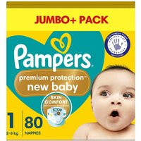Pampers Premium Protection New Baby Size 1, 80 Nappies, 2Kg-5Kg, Jumbo+ Pack | Boots.com
