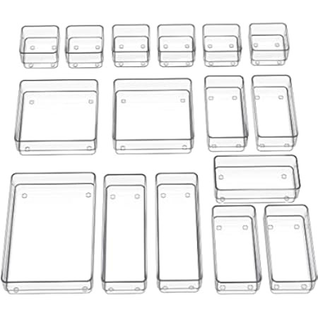 SMARTAKE 7-Piece Drawer Organizer with Non-Slip Silicone Pads, 4-Size Desk Drawer Organizer Trays St | Amazon (US)